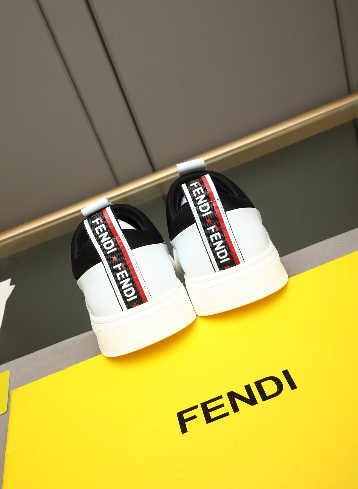 Fendi Brown Patterned Slip-On Sneakers — back