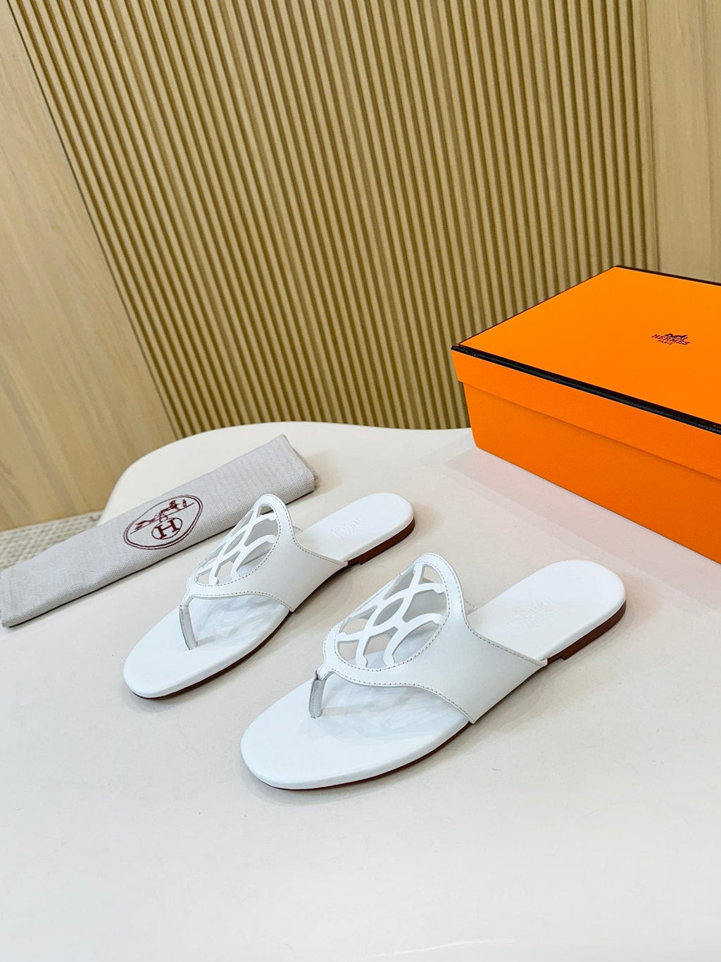 Hermès Cutout Strap Slide Sandals — front